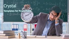  Presentation with math teacher - Presentation theme featuring pressure physics - young handsome math teacher background and a  colored foreground