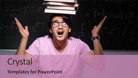  Presentation with classroom - Amazing PPT layouts having pressure physics - young male student sitting backdrop and a  colored foreground