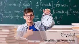  Presentation with math probabilities - Presentation theme consisting of pressure physics - young male student studying math background and a coral colored foreground