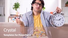  Presentation with exam - Slide set featuring pressure physics - young student physicist preparing background and a coral colored foreground