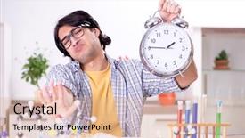  Presentation with exam - Presentation design featuring pressure physics - young student physicist preparing background and a lemonade colored foreground