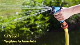  Presentation with plants to - Presentation design featuring pressure sprayer - female hand watering the plants background and a tawny brown colored foreground