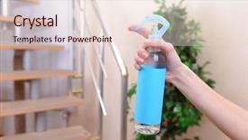  Presentation with air - Presentation design featuring pressure sprayer - sprayed air freshener in hand background and a lemonade colored foreground