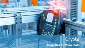 Presentation with industrial robot - PPT theme with pressure vessels - control panel of auto robot background and a teal colored foreground