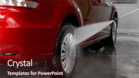  Presentation with car wash - Amazing slide deck having pressure washer - car in car wash station backdrop and a wine colored foreground
