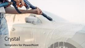  Presentation with car wash - Audience pleasing slide deck consisting of pressure washer - female person wash off backdrop and a  colored foreground