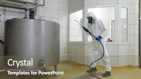  Presentation with nireal processing plant - Presentation theme consisting of pressure washer at large industrial background and a tawny brown colored foreground