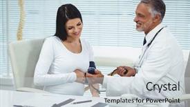 Presentation with pregnant woman doctor - Beautiful slide deck featuring pressures life - doctor measuring pressure of pregnant backdrop and a lemonade colored foreground
