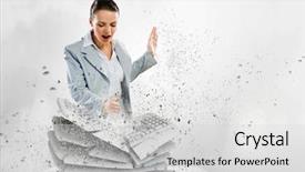  Presentation with crushing - PPT theme with pressures life - image of businesswoman crushing background and a light gray colored foreground