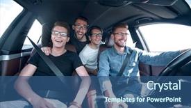  Presentation with friends - Presentation having prestige - close up a group background and a ocean colored foreground