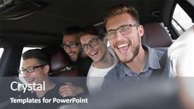  Presentation with friends - PPT layouts having prestige - close up happy friends talking background and a gray colored foreground