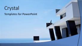  Presentation with villa - Presentation design having prestige - external view of a contemporary background and a light blue colored foreground
