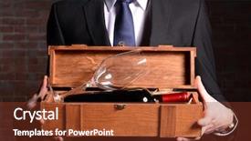  Presentation with bottle red wine - Slide set with prestige - man holding a bottle background and a tawny brown colored foreground