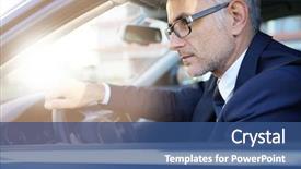  Presentation with driving - Slide deck enhanced with prestige - portrait of businessman driving car background and a ocean colored foreground