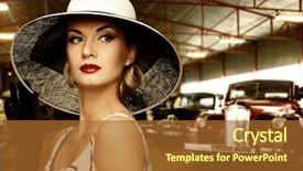  Presentation with hat - Presentation design with prestige - woman in hat in retro background and a red colored foreground