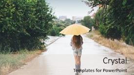  Presentation with boot camp boots - Cool new PPT layouts with preteen child wearing rubber boots backdrop and a soft green colored foreground