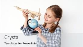 Presentation with travel globe - Slide deck enhanced with preteen-girl-holding-globe background and a light gray colored foreground