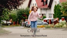  Presentation with pretty girl - Theme enhanced with preteen-girl-running-outdoors background and a mint green colored foreground