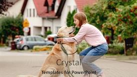  Presentation with pretty girl - Theme enhanced with preteen-girl-wear-on-golden background and a coral colored foreground