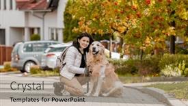  Presentation with hotdog corn dog street junk - PPT theme consisting of preteen-girl-wear-on-golden background and a coral colored foreground