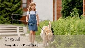  Presentation with pretty girl - Presentation theme with preteen-girl-wearing-jeans-dress background and a mint green colored foreground