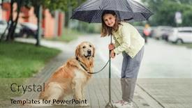  Presentation with dog park - Slides with preteen-girl-with-golden-retriever background and a coral colored foreground