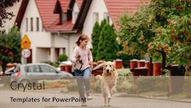  Presentation with pretty girl - Slides with preteen-girl-with-golden-retriever background and a coral colored foreground