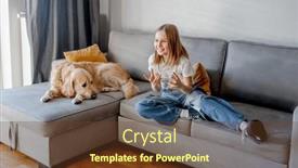  Presentation with cartoons - Slides with preteen-girl-with-golden-retriever background and a tawny brown colored foreground