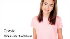  Presentation with pretty girl - Theme featuring preteenager girl with glasses pink background and a  colored foreground