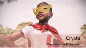  Presentation with hip - PPT theme having pretender - cute girl pretending to be background and a coral colored foreground