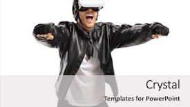  Presentation with motorcycle - Cool new presentation design with pretender - excited biker with a vr backdrop and a light gray colored foreground