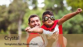  Presentation with catholic father son hoyly spirit - Audience pleasing PPT theme consisting of pretender - father and son pretending backdrop and a coral colored foreground