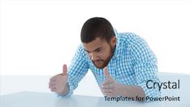  Presentation with executive - PPT layouts with pretender - young male executive pretending background and a light blue colored foreground