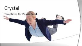  Presentation with white pigeon against the blue - PPT theme with pretending to be a superwoman background and a  colored foreground