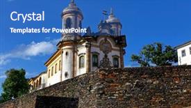  Presentation with world heritage - Audience pleasing presentation design consisting of preto in minas gerais brazil backdrop and a teal colored foreground