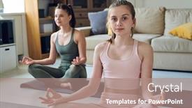  Presentation with active meditation - Colorful slide set enhanced with pretty-active-teenager-in-sportswear backdrop and a coral colored foreground