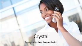  Presentation with african american business - Slides having pretty african american business woman background and a sky blue colored foreground