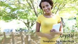  Presentation with african american teen girls - Audience pleasing slides consisting of pretty african american woman backdrop and a coral colored foreground