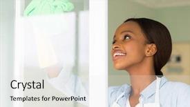  Presentation with african cloth - PPT layouts with pretty african woman cleaning window background and a white colored foreground