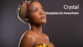  Presentation with african culture - Slide deck featuring pretty african woman looking up background and a dark gray colored foreground