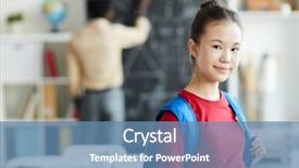  Presentation with asian - Presentation theme having pretty asian schoolgirl in casualwear background and a teal colored foreground