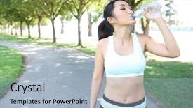  Presentation with drinking water - Amazing slides having pretty asian woman drinking water backdrop and a light blue colored foreground