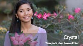  Presentation with lotus - Amazing slide set having ao dai - pretty asian woman holding lotus backdrop and a dark gray colored foreground