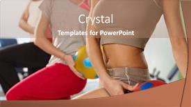  Presentation with gym ball - Colorful presentation enhanced with pretty athletic female bodies exercising at the gym with ball backdrop and a coral colored foreground