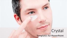  Presentation with customer service face of pretty - Amazing presentation having pretty attractive man beautify applying backdrop and a lemonade colored foreground