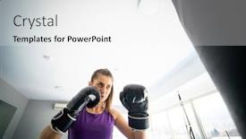  Presentation with kickboxing - Amazing presentation design having pretty-attractive-woman-kickboxing backdrop and a white colored foreground