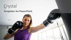  Presentation with kickboxing - Beautiful slide set featuring pretty-attractive-woman-kickboxing backdrop and a white colored foreground