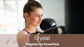  Presentation with kickboxing - Presentation design with pretty-attractive-woman-kickboxing background and a coral colored foreground