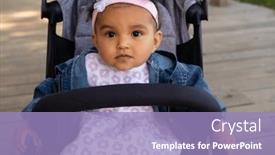  Presentation with childhood - Presentation with pretty-baby-girl-sits background and a light blue colored foreground