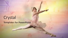  Presentation with ballerina - Slides consisting of pretty ballerina dancing against yellow and purple planks background and a lemonade colored foreground